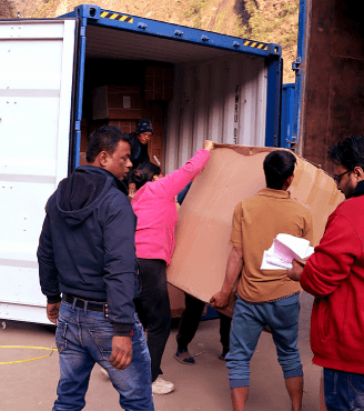 Team handling a shipment